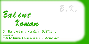 balint koman business card